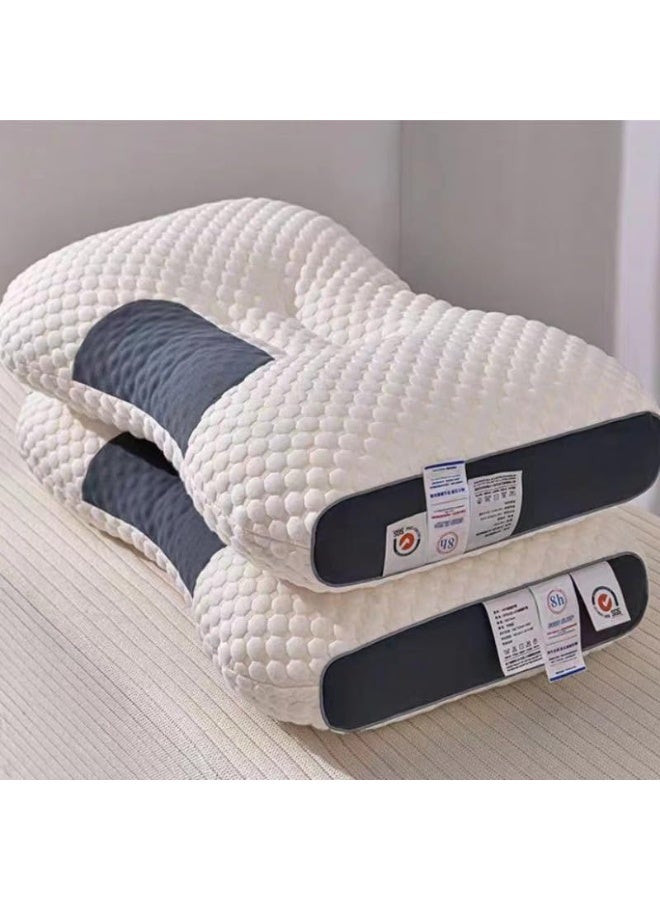 وسادة تدليك ثلاثية الأبعاد مع فاصل سبا للمساعدة على النوم وحماية الرقبة، وسادة تدليك من القطن المحبوك، طقم سرير مكون من قطعتين من وسائد الرقبة المريحة للنوم العميق - دعم تقويمي للرقبة، مثالية لمن ينامون على الجانب والظهر، قابلة للغسل في الغسالة، قلب من البوليستر المتين، راحة في جميع الفصول (2000 غرام) - Image 1